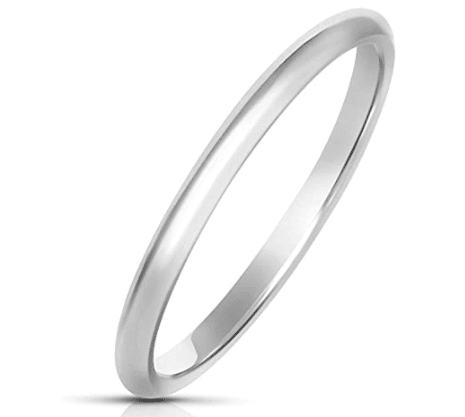 Sterling Silver 2MM High Polish Plain Dome Tarnish Resistant Comfort Fit Wedding Band Ring 