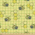 thumbnail image 2 of Ambesonne Cartoon Fabric by the Yard Upholstery, Bee and Honeycomb Motifs, 5 Yards, Pastel Yellow and Grey, 2 of 5