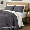 thumbnail image 5 of Ivy Union Comforter Set - Box Stitch - Easy Care Ultra-Soft Microfiber - All Season Warmth - Bedding Comforter - Queen - Forged Iron Grey, 5 of 7