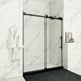 thumbnail image 2 of JimsMaison 60"W x 76"H Sliding Frameless Shower Door with Tempered Glass&Handles,Matte Black, 2 of 18
