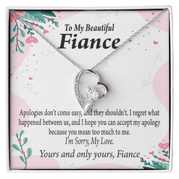 To My Fiancee I'm Sorry My Love Forever Necklace w Message Card