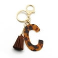 thumbnail image 1 of Porte-clés Lettre Imprimé Léopard Accessoires pour Femmes et Filles Initiale Dorée, 1 of 2