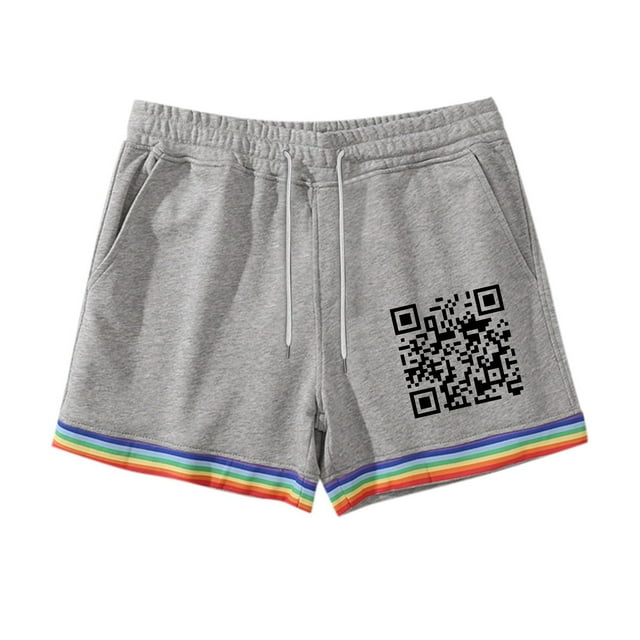 Xdzjlr Running Shorts For Men,Drawstring Print Rainbow Design Summer Outdoor Streetwear Fit Lightweight Comfortable Running Shorts For Men