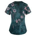 thumbnail image 3 of ADSSDQ Floral Printed Nursing Scrubs Shirts for Women 2024 New Fun Medical Plus Size Scrub Tops with Pockets Cyan 5XL, 3 of 3