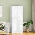 thumbnail image 5 of Metal Storage Cabinet,71" H Pantry Cabinet with 2 Doors and 5 Adjustable Shelves,6 Tier Tall Kitchen Storage Cabinets for Kitchen,Pantry,Living/Study/Laundry Room(White), 5 of 16