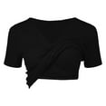 thumbnail image 4 of Women Built-in Bra T Shirt Top Slim Fit Short Sleeve V Neck Basic Tees Casual Athletic Fitted Going Out Tops, 4 of 9