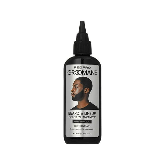 RED Pro GROOMANE Beard & Lineup Color Enhancement for Airbrush, Natural Semi-Permanent Barber Beard Dye, Long-Lasting Gray Coverage, Men Hairline Color (Jet Black (Concentrate), 3.5 fl.oz)