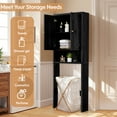 thumbnail image 6 of YOCWO Over The Toilet Storage Cabinet, Mid Century Storage Cabinet Over Toilet with 2 Doors and Open Shelf, Home Space Saver for Bathroom, Living Room, Black, 6 of 8