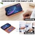 thumbnail image 3 of for iPhone XR Wallet Flip Case, Luxury Premium PU Leather Card Slots Strong Magnetic Closure Kickstand RFID Blocking Phone Case Cover for iPhone XR - Brown, 3 of 8