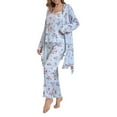 thumbnail image 4 of Vetsdori Womens Lightweight Pajamas Sets PJS Long Sleeve Nightwear,Homewear Sleepwear Soft Pants Pajamas for Women 3 Pieces, 4 of 5