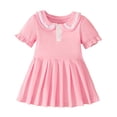 thumbnail image 6 of Lullu Girls Ruffle Puff Sleeve Pleated Dress Summer Casual A Line Polo Dress, Sizes 6M-4T, 6 of 8