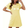 thumbnail image 5 of Oksale Women's Cute Love Nightgowns Ultra Cotton Mini Sleep Dress Loose Short Sleeve Holiday Loungewear Casual Crewneck Sleepwear for Home Yellow M, 5 of 6