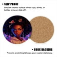thumbnail image 3 of BaHomeck Drink Coasters Set of 4 with Holder beautiful African American woman with big voluminous curly hair Water Absorbent Ceramic Coasters Tabletop Protection,Suitable for Various Cup ,Home Decor, 3 of 4