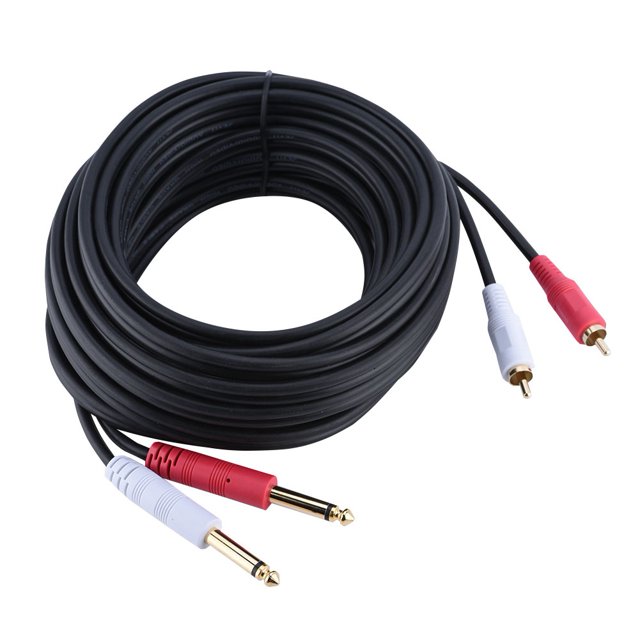 Cable conector de audio dual MON Oto RCA, cable de audio dual MONO a doble RCA de 6,35 mm Cable conector Monoto RCA Eficiencia maximizada
