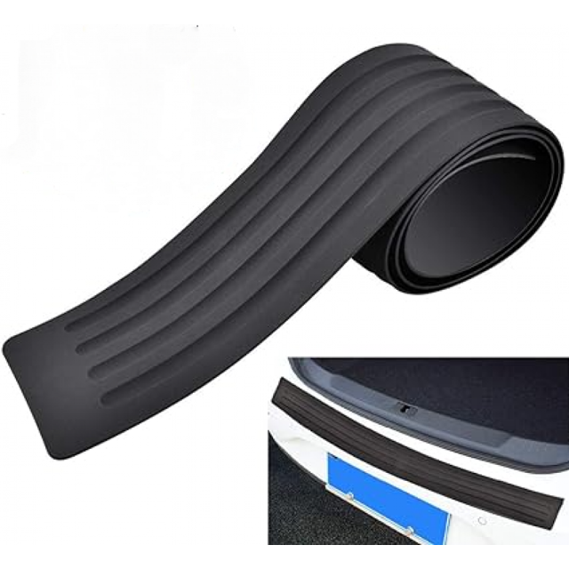 Car Bumper Protection, Rear Bumper Protector 104cm x 8cm in Black Rubber, Universal Door Sill Protector