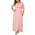 thumbnail image 5 of Agnes Orinda Women's Plus Size Easter Flowy Dresses Floral Lace Scoop Neck 3/4 Sleeves Evening Wedding Cocktail Maxi Dress 4X Pink, 5 of 6