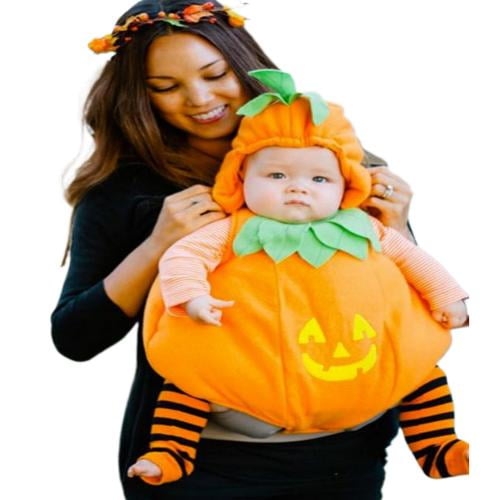 Baywell Baby Girls Halloween Clothes Pumpkin Jumpsuit + Hair Band
