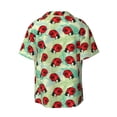 thumbnail image 4 of Goofa Red Ladybugs And Leaf Printed Men's Casual Short-sleeved Shirt,Lightweight Breathable Button-down,Summer Casual men's top,Versatile Fashion shirt-4X-Large, 4 of 7