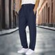 thumbnail image 1 of Ceisia Men's Solid Color Cotton-Linen-Like Double Pleated Casual Pants, Loose Straight Leg Trousers for Men Navy XL Gifts, 1 of 6