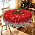 thumbnail image 2 of Duangreer Cartoon Snowman Christmas 60''Round Tablecloth, Washable Picnic Table Cover for Party Dining, Indoor and Outdoor, 2 of 6