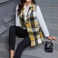 thumbnail image 6 of Fall Clothes for Women Baeitkot Elegant Plaid Sleeveless Jacket Belted Collared Coat with Side Pockets Flattering Daily Casual, 6 of 7