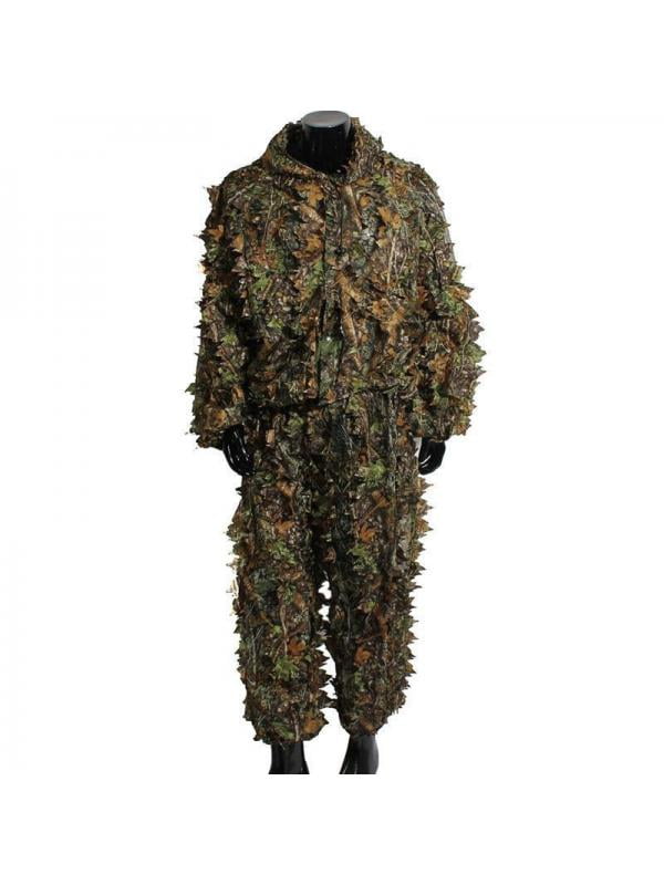Fashion 3D Camouflage Leaf Clothing Woodland Jungle Hunting Camo Sniper SuiODUS 