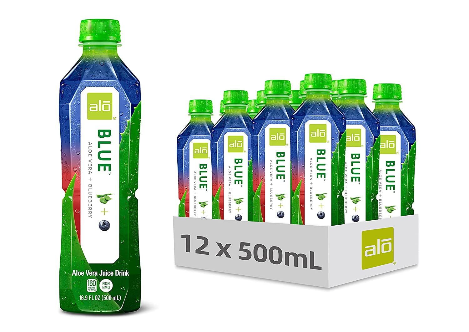 (Pack of 6) Alo Blue Aloe Vera Juice Drink with Blueberry, 16.9 fl oz