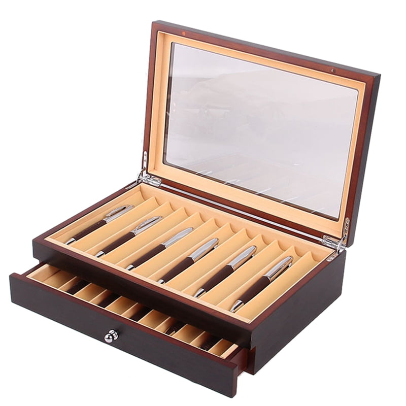 23 Slots Wooden Pen Storage Case Luxury 2 Layer Pen Display Organizer