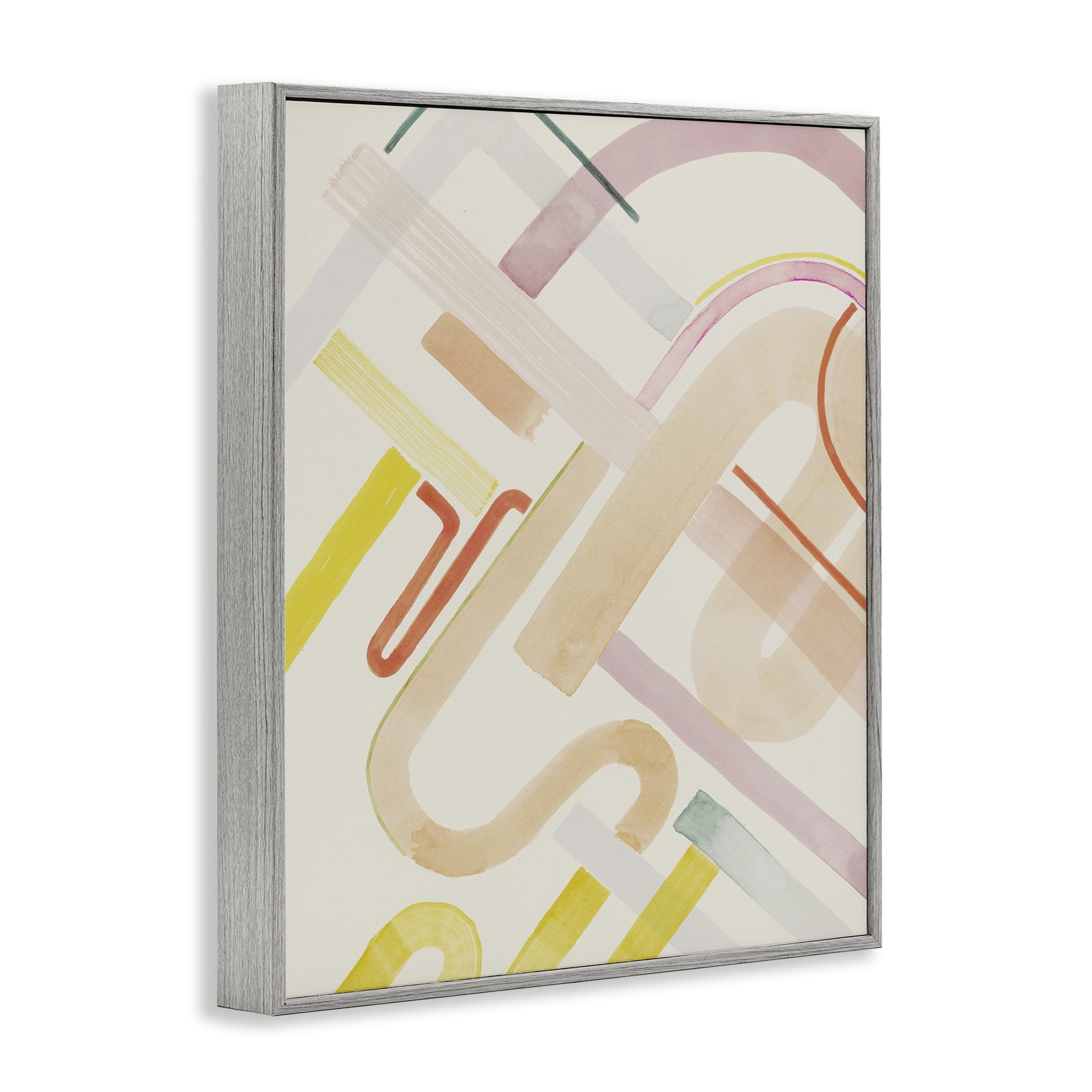 Stupell Industries Curved Forms Collage Abstract Painting Gray Framed Art Print Wall Art, 11 x 14