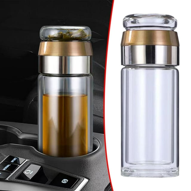Infusifie Tea Infuser Double Layered Glass Tea Infuser Bottle Tea Steeper For Loose Tea Portable Tea Water Separation Tea Cup Glass Tea Cup With Infuser And Lid,A Tea And Water Separation Glass