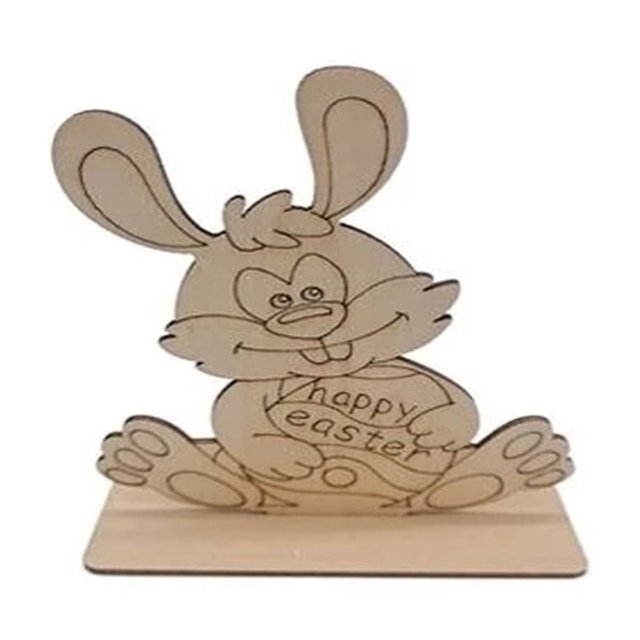 Xihbxyly Adornos de Conejito de Pascua de Madera, Manualidades para Pintar, Madera Ecológica, 8 Diseños Únicos, Decoración de Mesa, Decoración Navideña, 11 X 10 X 4,5 Cm, Juego de 8 Piezas