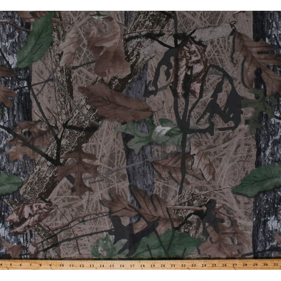 60" Buckthorn Knit Camo Camouflage Leaves Trees Branches Grasses T-Shirt Weight Non-Stretch Cotton Knit Fabric Print by the Yard (6650)