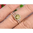 thumbnail image 2 of 2.25 Carat 6mm Round Cut Champagne Diamond Moissanite Wedding Set Bridal Ring 10k Rose Gold with Art Deco Eternity Matching Band Stacking Ring Halo, 2 of 6