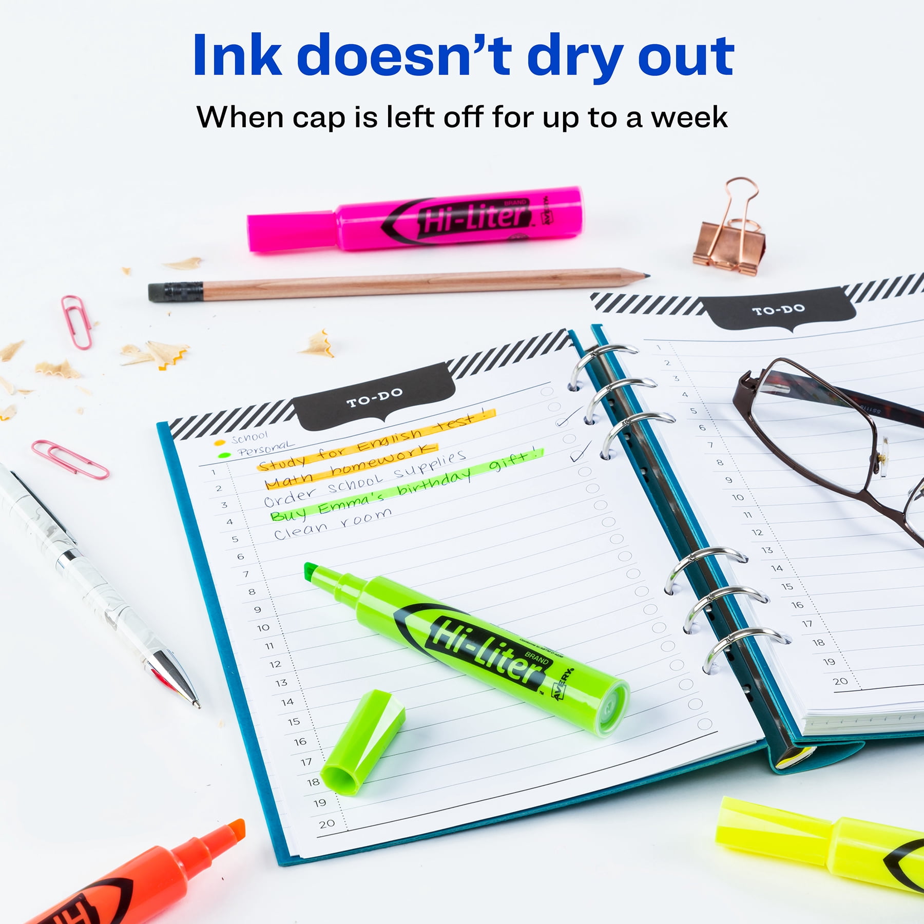 Avery Hi-Liter Desk-Style Highlighters, Assorted Colors, Smear Safe, Nontoxic, 4 Per Pack, 4 Packs