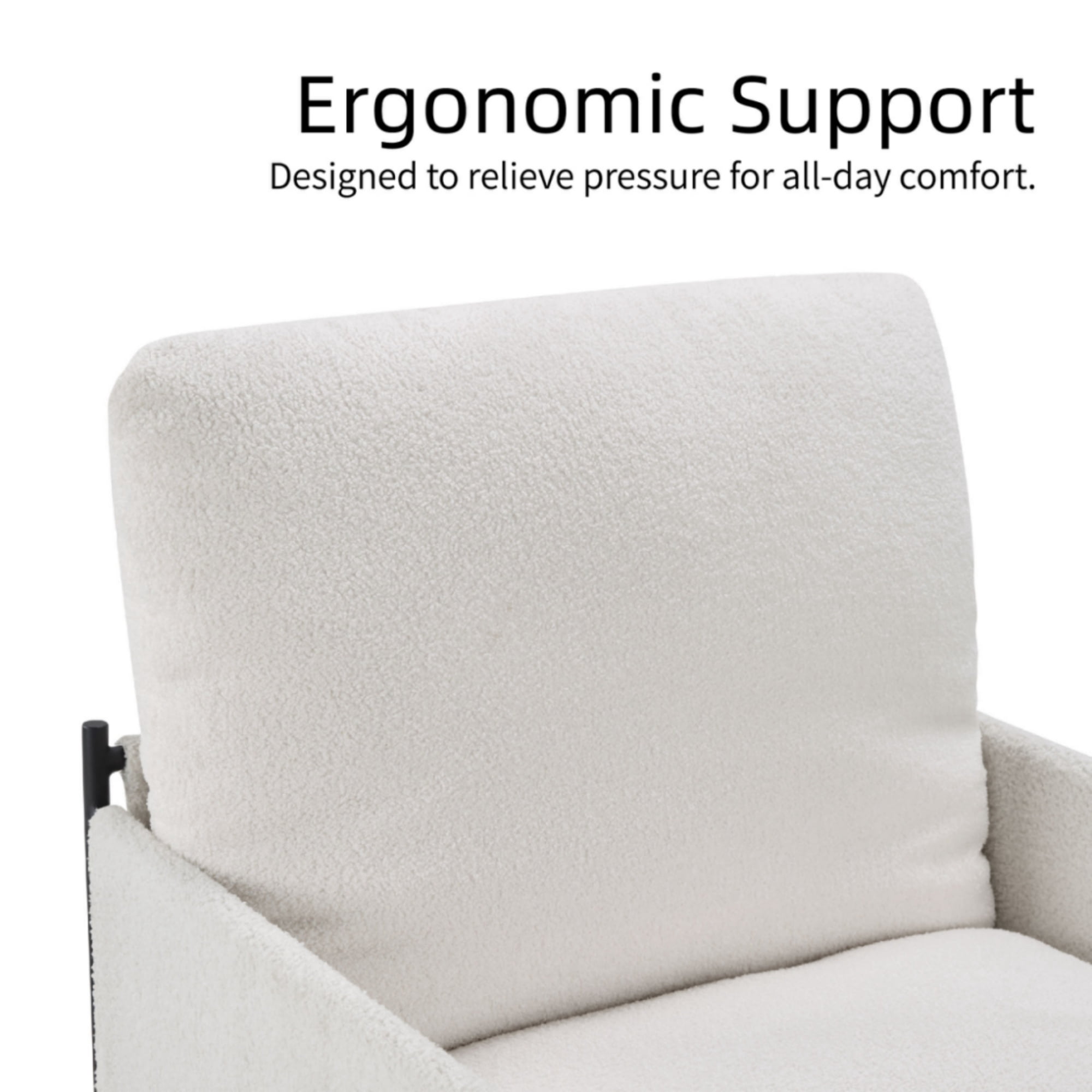 GARITIN Modern Accent Chair with Removable Cushion and Wood Armrests, Comfy Vanity Lounge Reading Chair with Metal Frame, Ergonomic Seating for Living Room Bedroom, White
