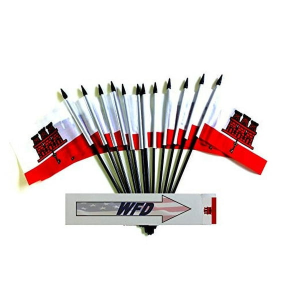 Pack of 12 4"x6" Gibraltar Miniature Office Desk & Little Table Flags, 1 Dozen 4"x 6" Gibraltar Small Mini Handheld Waving Stick Flags
