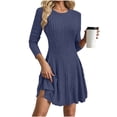 thumbnail image 4 of Mutghys Women's Knit Dress Crew Neck Ribbed A Line Dresses Going Out Warm Comfy Pullover Sweater Mini Dress, 4 of 9
