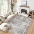 thumbnail image 2 of 9 FTx12 FT Vintage Persian Area Rugs for Living Room, Non Slip Machine Washable Rugs Low Pile Distressed Indoor Rug Floral Print Carpet for Dining Room Bedroom Office, Blue, 2 of 8