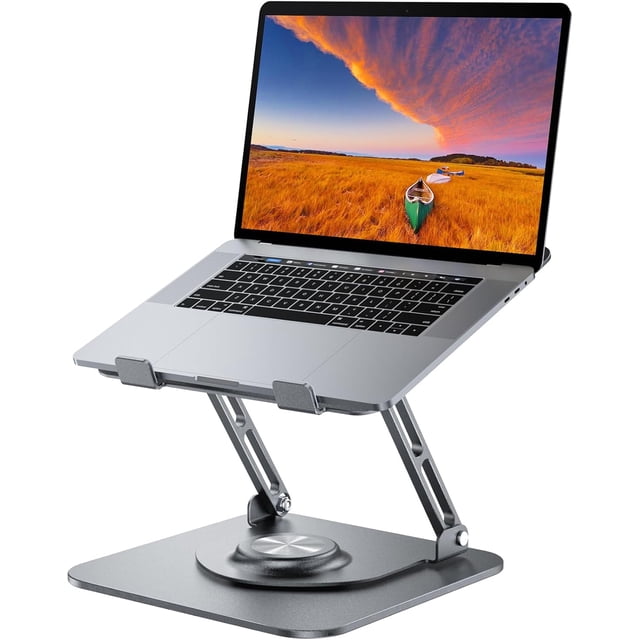 Laptop Stand for Desk Adjustable Computer Stand with ° Rotating Base Ergonomic Laptop Riser for Collaborative Work Foldable ; Portable Laptop Stand fits for All -; Lap