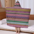 thumbnail image 5 of Purple Boho Tribal Stripes and Hearts Pattern Hooded Bath Towel，50"x30" for Ages 3 To 12 Kids, Quick Dry Lightweight Soft Microfiber Hood Beach Towel Cover Up for Kids, 5 of 7