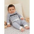 thumbnail image 5 of Loicainy Infant Baby Boy Fall Outfit 3 6 12 18 Months Letter Embroidery Striped Waffle Long Sleeve Rompers and Pants 2 Piece Clothes Set, 5 of 9