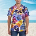 thumbnail image 2 of Gaeub The Garden Tricolor Pansy Flower Print Men's Hawaiian Shirt,Button Down Short Sleeves Shirts,Tropical Beach Casual Button Down Shirts,XX-Large, 2 of 7
