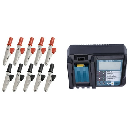 

10A Handle Electrical Alligator Clips & 14.4V 18V - Battery Charger for Dc18Rf (Us Plug)