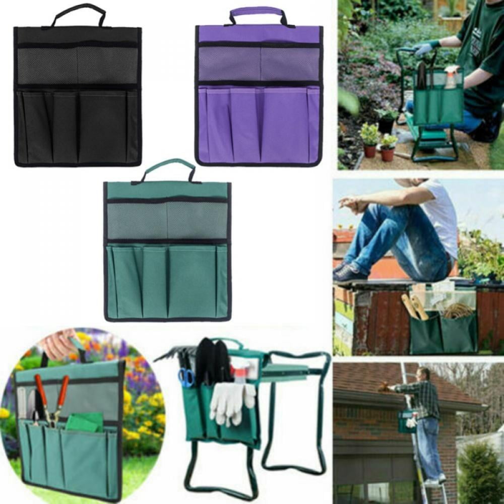 Garden Foldable Kneeler Seat Tool Bag Outdoor Portable Work Cart Storage Pouch 