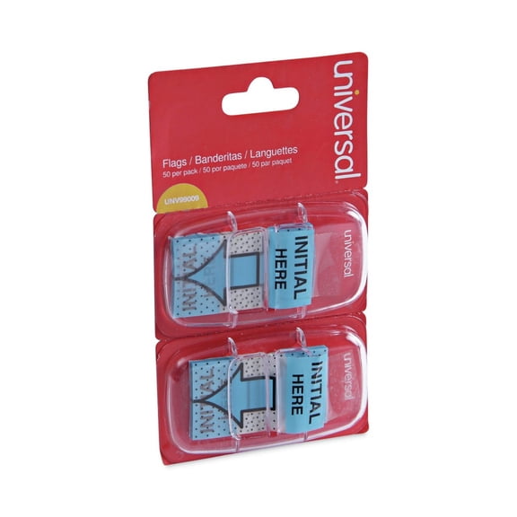 Universal Deluxe Message Arrow Flags "Intital Here" Blue 100/Pack 99009