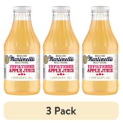 (3 pack) Martinelli's Unfiltered Apple Juice, Multi-Serve Glass Bottle, 1 Liter