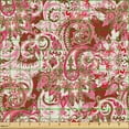 thumbnail image 2 of Ambesonne Paisley Fabric by the Yard, Modern Botany Flowers Print, 1 Yard, Dark Coral Pastel Pink, 2 of 5