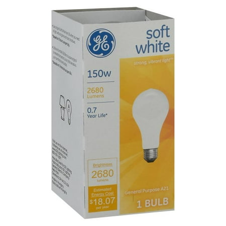 GE 150W 120V A21 Frost E26 2900K Soft White CC-8 Incandescent Light Bulb