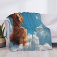 thumbnail image 3 of Naloa Blue Sky Cloud Puppy Flannel Blankets - Thick and Warm Blanket for Winter, Soft Fuzzy Plush King Blanket for All Seasons50"x40", 3 of 6