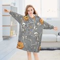 thumbnail image 5 of FORMRS Wearable Blanket Hoodie with Sleeves for Kids Cozy Flannel Sweatshirt, Gray Halloween Dancing, 5 of 7